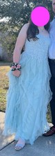 Pear Culture Women's Glitter Ruffled Long Gown/Prom Dress - Size 11/12