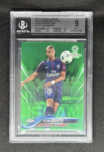 2017 Kylian Mbappe Topps Chrome UEFA Champions League Green Refractor #41 Rookie