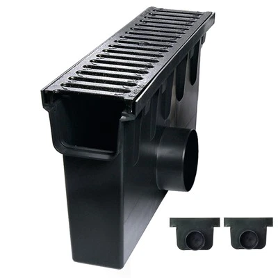 DOMELO Einlaufkasten Gussrost 9,8 cm B125 Sinkkasten Bodenablauf