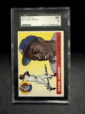 Topps 1955 #47 Hank Aaron Milwaukee Braves SGC 60 EX 5 Graded Base Set