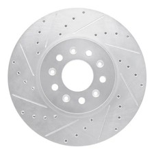 Genuine DFC Brake Rotor - Drilled and Slotted - Silver 631-45023L