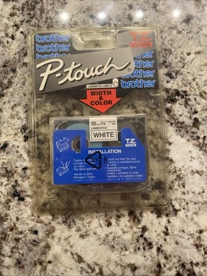 New Brother P-touch 18mm 3/4'' TZ-241 Black Print On White Tape Sealed