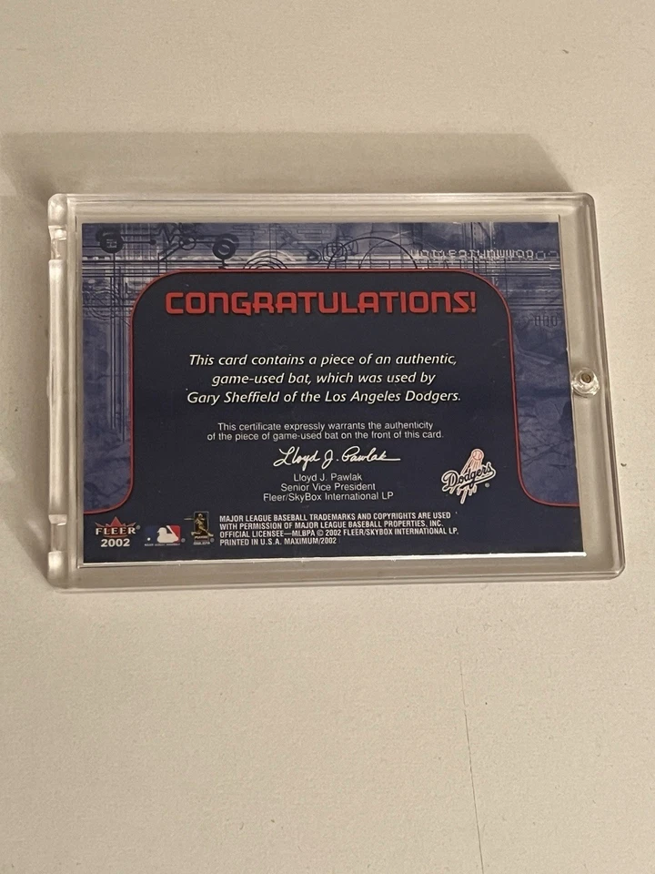 Gary Sheffield 2002 Fleer Maximum Power Bat  #18 Los Angeles Dodgers Game Used - Image 2 of 2