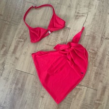 90s Vintage Ralph Lauren Red Bikini Top Sarong Set