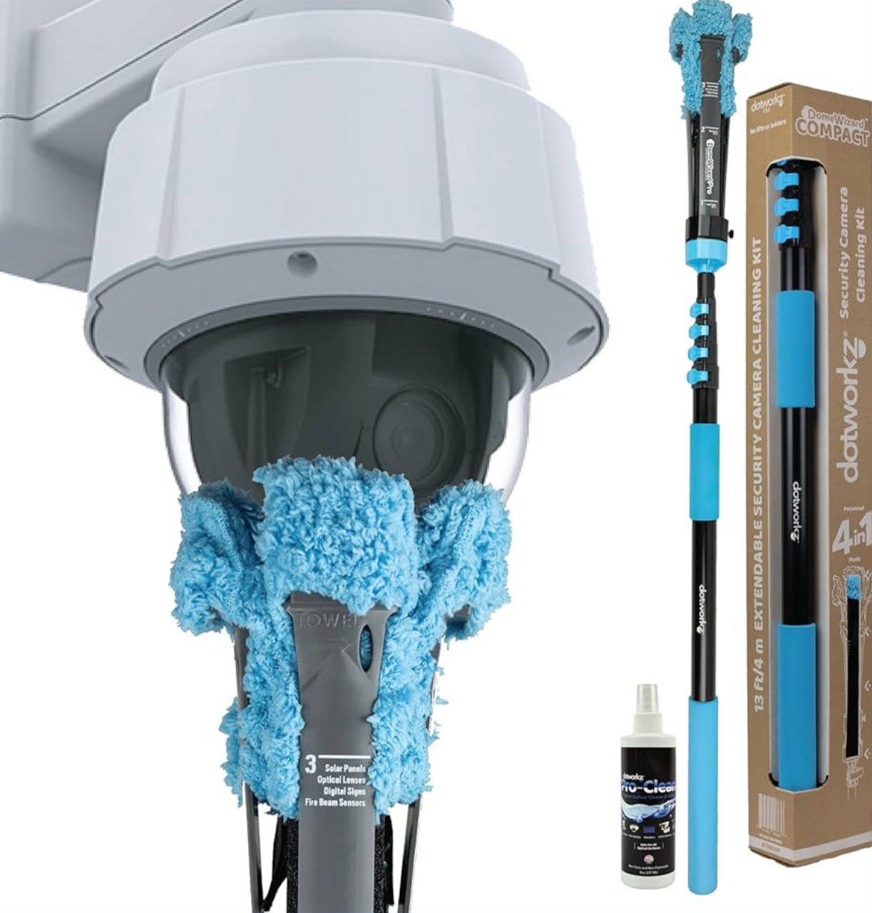 Security Camera Lens Cleaner Kit w/ Pole Professional Compact 13ft Reach-image