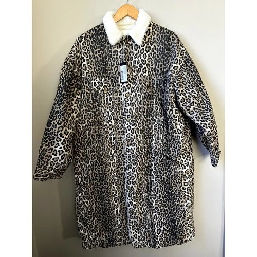 NWT $1195 R13 Mens Lyle Sherpa Lined Leopard Trucker Coat Jacket Size M image 2