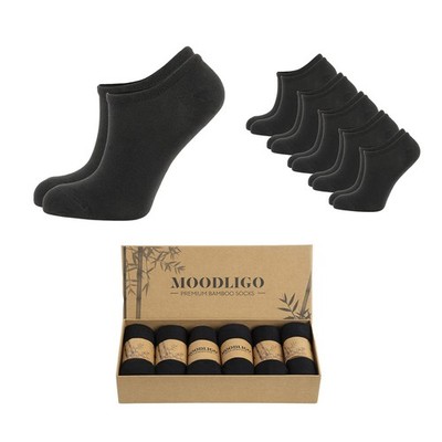 Moodligo Premium BambooSocks (7-12) | Multipack 6 Pairs | Black | with Hardcase