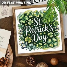 Clover Wreath Wooden Plaque Happy St. Patrick's Day Irish Rustic Home Art Decor