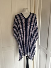 Poncho donna Missoni modello zig zag cotone maglia viola lilla mantello taglia unica