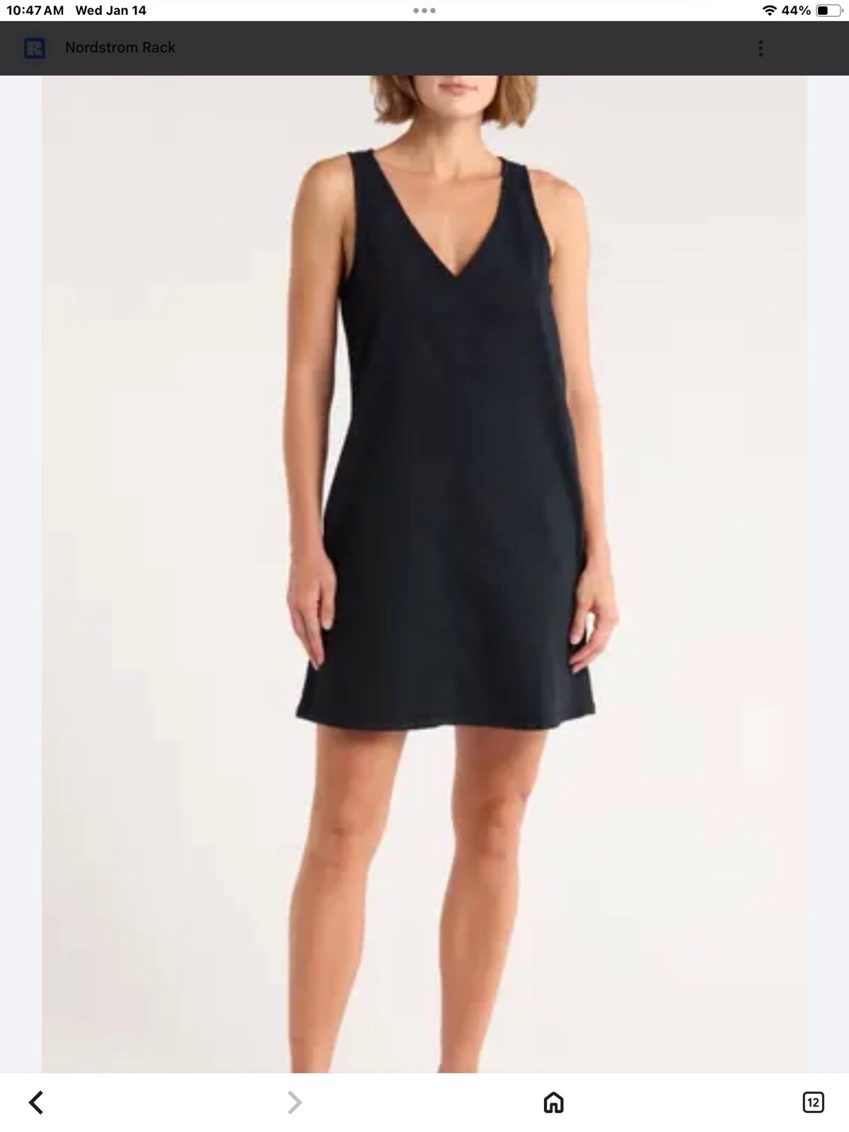 rag & bone Black Sleeveless V-Neck Short Shift Dress Size 10 Regular