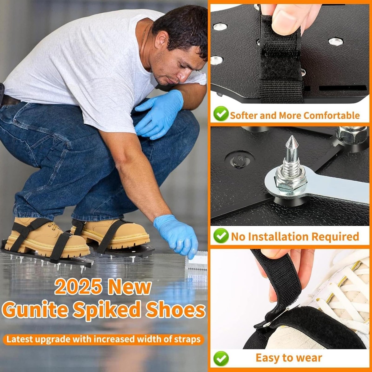 Epoxy Floor Spiked Shoes Fully Assembled Gunite Spiked Shoes with