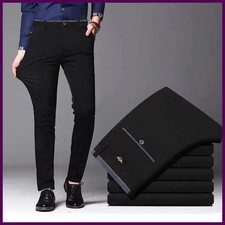Men's Elastic Straight Pants Business Casual Long Suit Pants Male Formal
