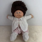 Vtg Cabbage Patch Kids 1978 1982 Doll Brown Hair Brown Eyes Dimple Knit Sweater