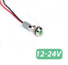 Image of 6mm GREEN LED Metal Indicator Light Waterproof Mount Signal Lamp 12-24v