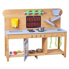 Uimoso Outdoor Mud Kitchen for Kids with Stoves, Hooks, and Dual Sinks