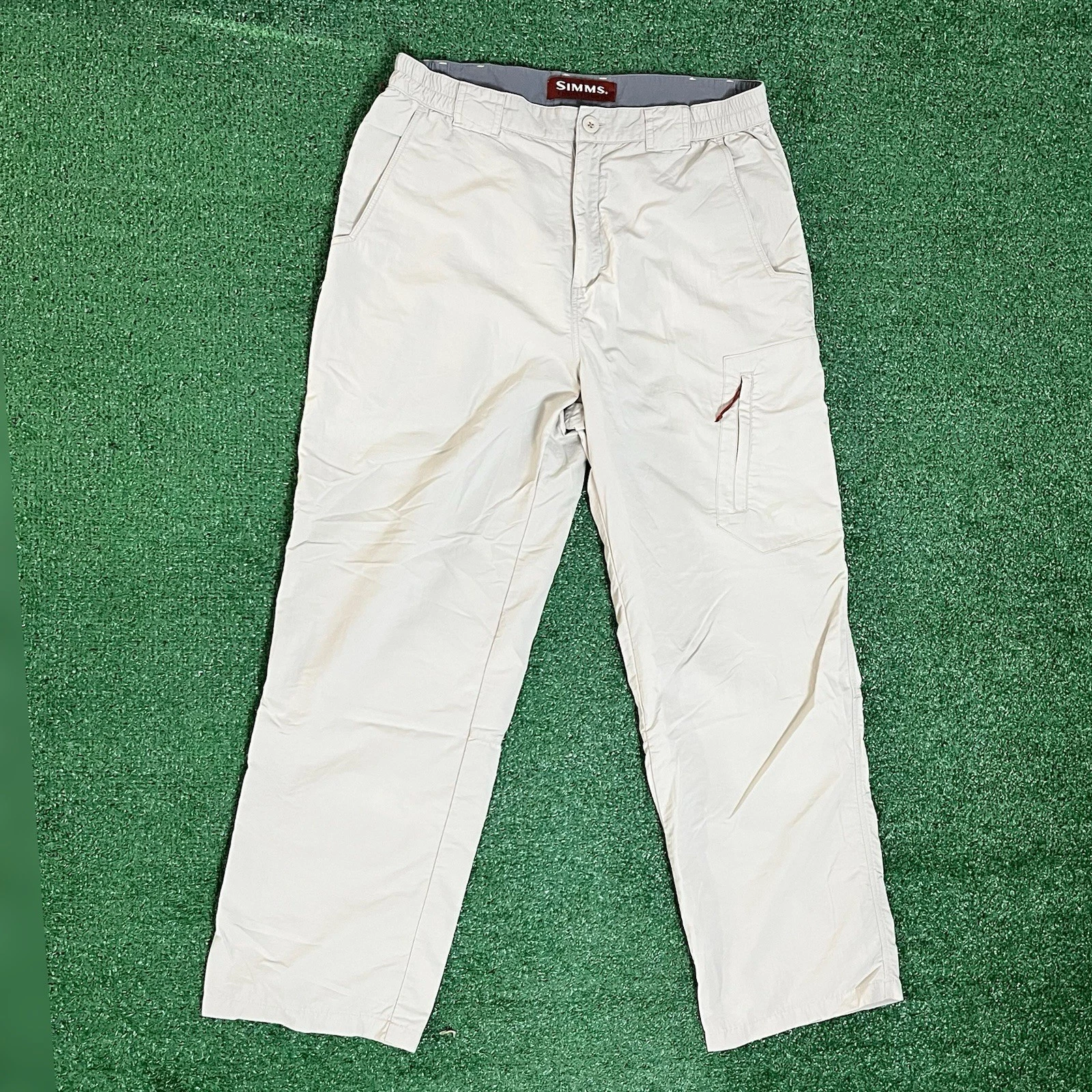 SIMMS COR3 Fishing Pants Men’s M Beige Nylon Performance Stretch Outdoors Hiking