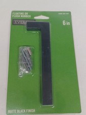 1 Everbilt 6 in. Matte Black Aluminum Floating or Flat Modern House Number 1