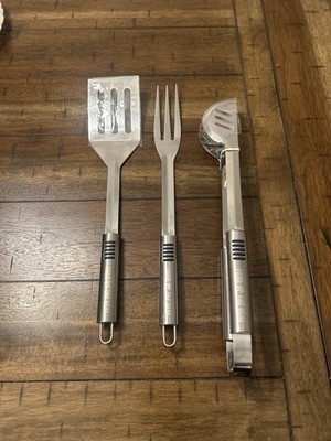 Bienne Stainless Steel Grill Tool Set   Turn Up the Heat  Spatula Tongs Fork New