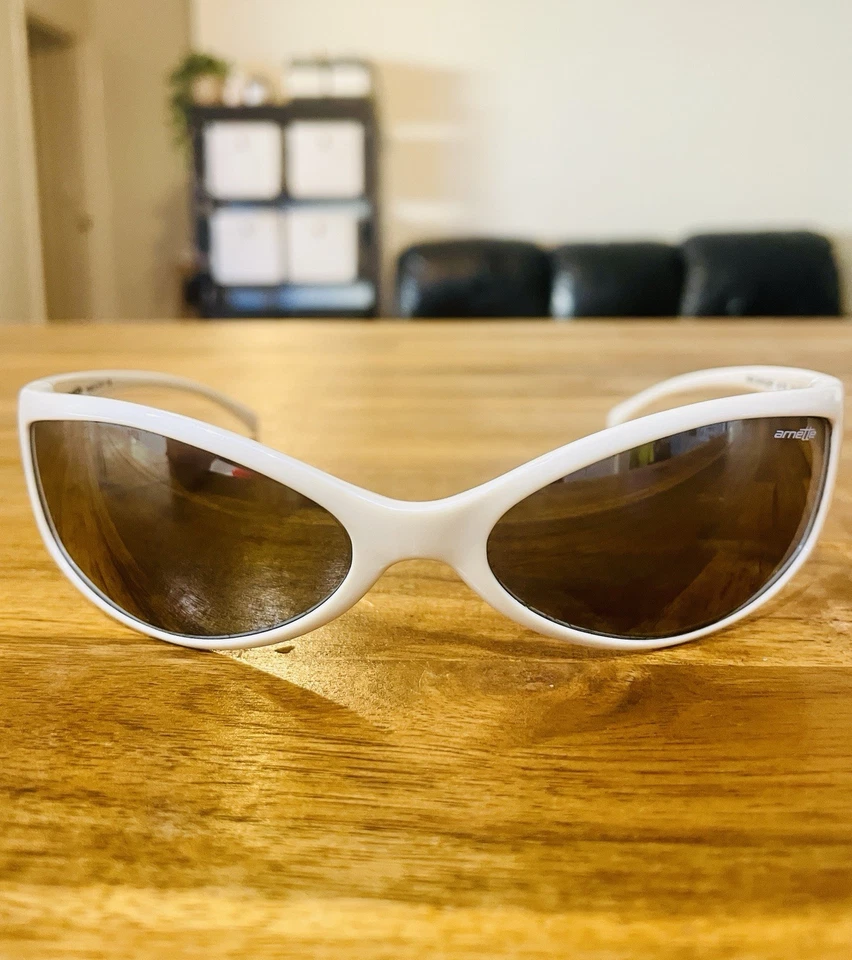 Arnette Mini Swinger Vintage Unisex Sunglasses RARE White Grey Smoke Mirror Lens - image 3 of 4