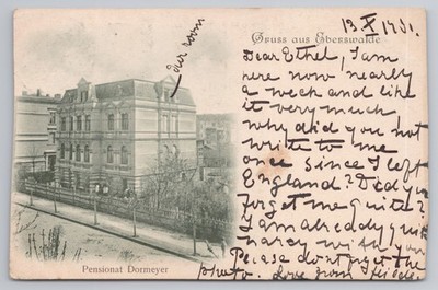 Eberswalde Pensionat Dormeyer Gruss Aus Deutschland 1901 ungeteilte Rückseite Postkarte