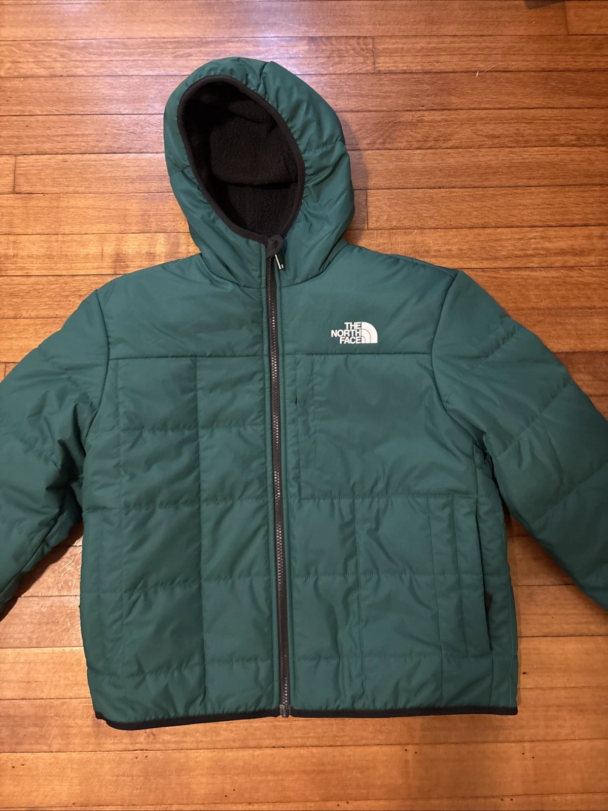 North Face Reversible jacket full zip Green Great Condition Women’s S or youth L