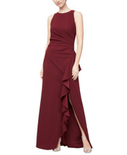 Alex  Eve Womens Crepe Cascade Ruffle Evening Dress Size 14