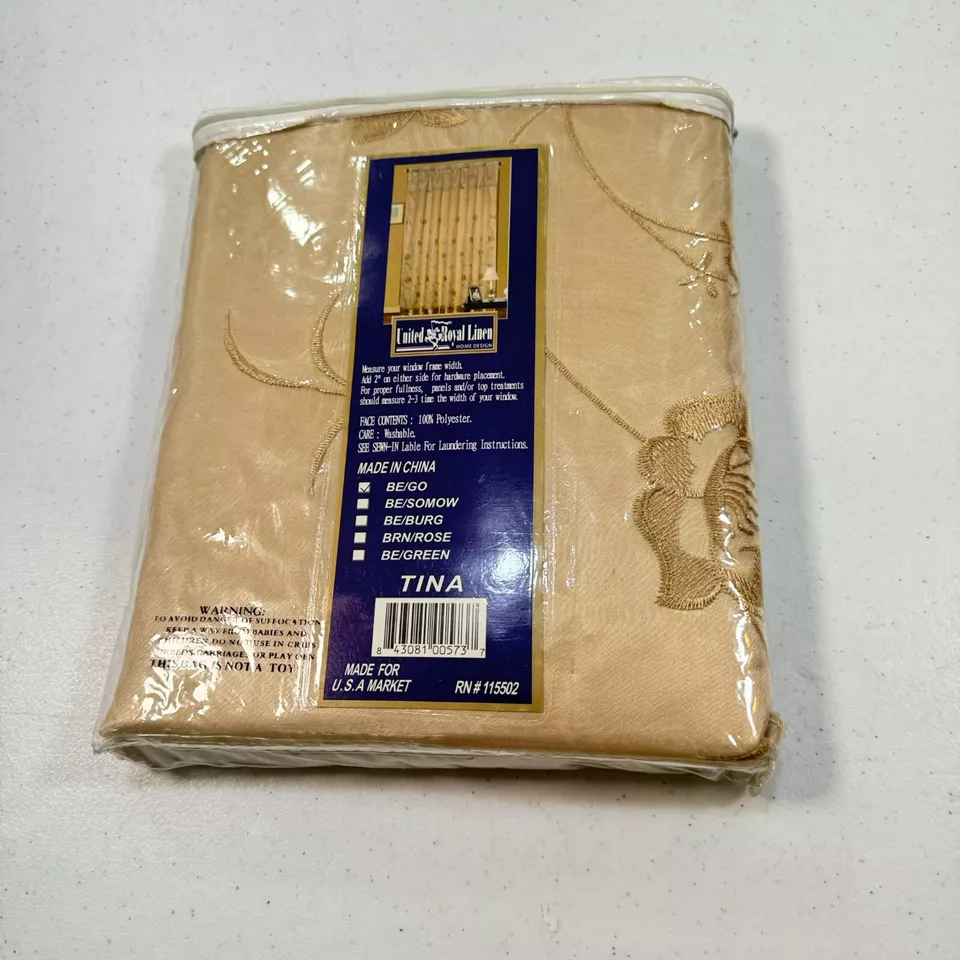 Panel cortina lino real unido beige flores tina moderno 1109-5 Foto 4 de 4