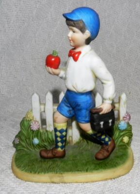 Apple for the Teacher Porcelain Figurine Inspired by Normal Rockwell School Boy