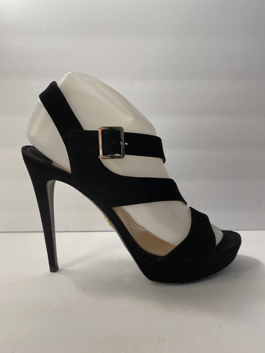 Prada Strappy Suede Sandals Pumps Heels Black 38/ 7.5 | eBay