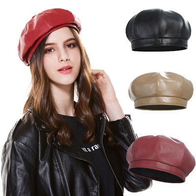female leather hat