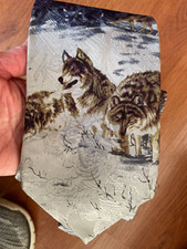 WOLF TIE - Endangered Species Wolf Mountain Silk Tie Vintage 58” Made In USA