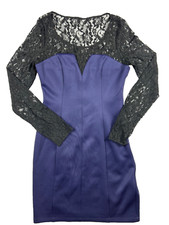 Guess navy blue dress with black lace sleeves, size 8, new with tags