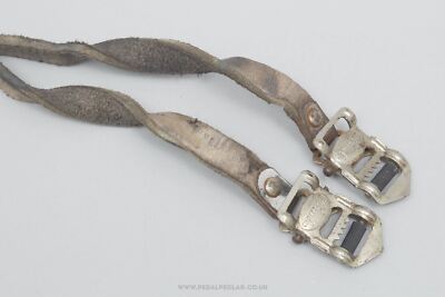Alfredo Binda Bianchi Dino White Pedal / Toe Clip Straps - VTG L