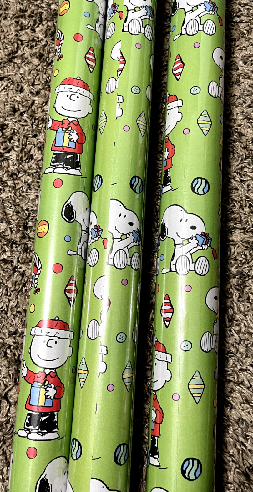 NEW (Lot of 3) Christmas Peanuts Wrapping Paper Heavyweight Gift Wrap 120sq ft