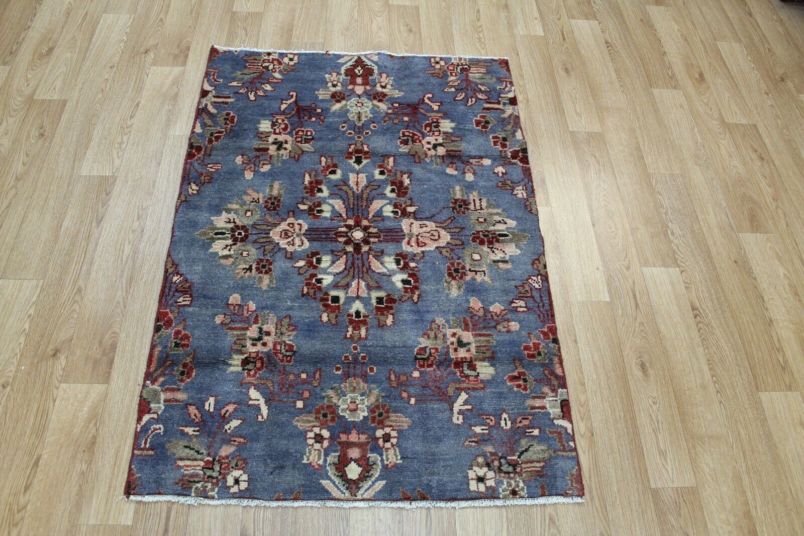 Old handmade Persian Hamedan grey rug 130 x 90 cm