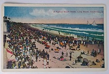 Vintage Postcard Typical Beach Scene, Long Beach, California