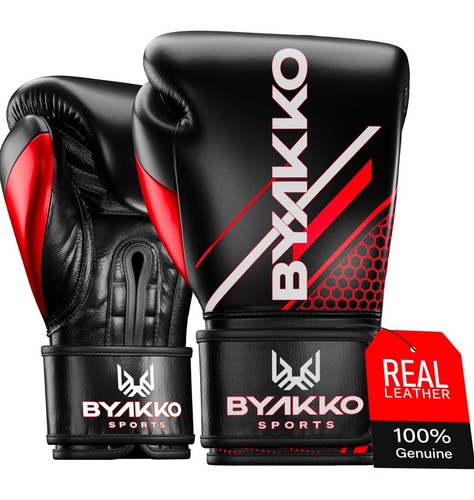 Byakko Boxing Gloves Genuine Cowhide Leather 14 oz Red & Black Hand Crafted New