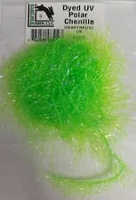 HARELINE  " DYED UV POLAR CHENILLE " CHARTREUSE UV    Fly Tying Body ,Streamers 