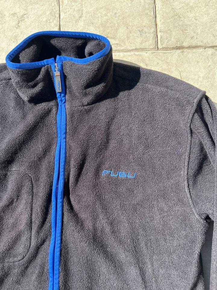 Винтажный FUBU Sports флис полный молнии мужской размер средний подходит как XL 1990-х Y2K - Изображение 2 из 4