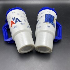 2 Vtg 2002 St Louis Blues NHL Hockey Travel Mug Cups Signatures 35th Anniversary