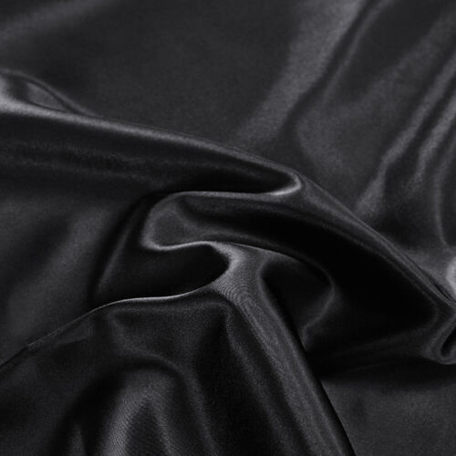Black Satin Bed Sheet Silky Bedding Set w/Deep Pocket Cooling Soft for Mattress - Picture 3 of 8