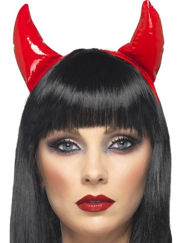 Adult Halloween Fancy Dress Devil Horns on headband Red Demon horns by Smiffys - Picture 4 of 10