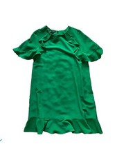 Zara Dress Jungle Bright Green Shift Flutter Sleeve Sleeves Short Ruffle Large