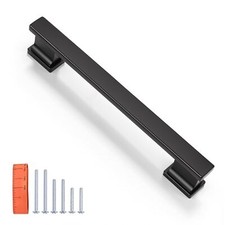 6 Pack Matte Black Solid Cabinet Pulls 5 Inch128mm Hole Center Kitchen Cabine...