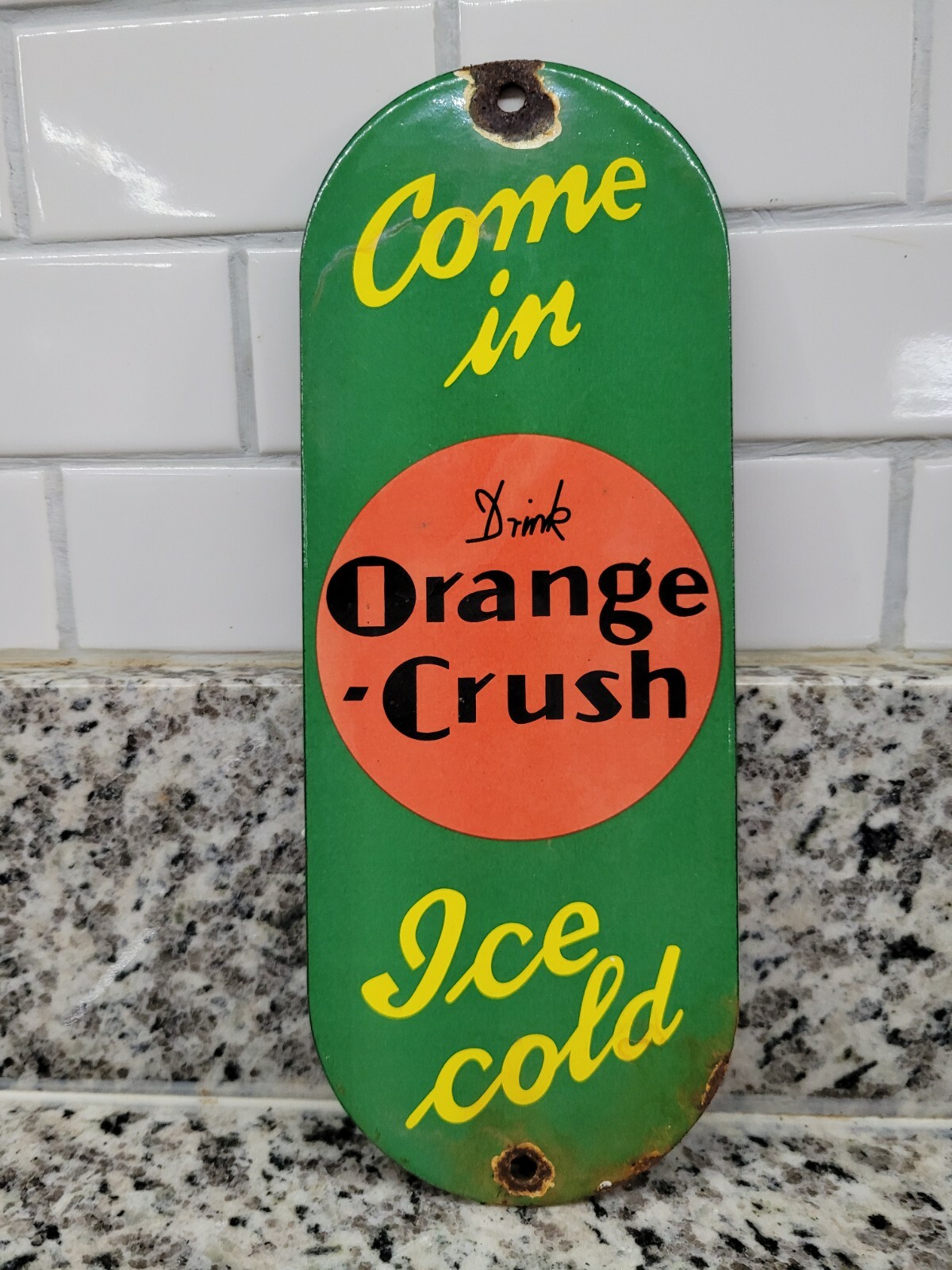 VINTAGE ORANGE CRUSH PORCELAIN SIGN METAL Grelly USA