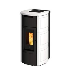 Termostufa pellet Idro Ravelli HRV 160 TOUCH 16kW maiolica-acciaio RESTYLING ...