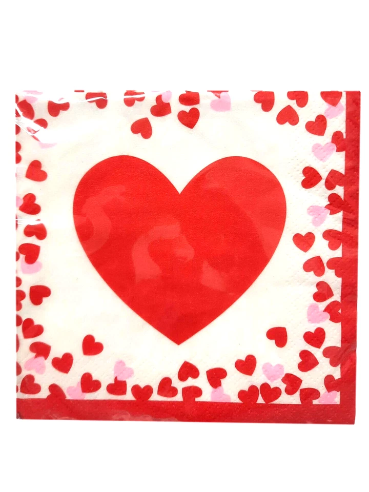 Confetti Hearts Valentines Day 16 Ct Beverage Napkins - Image 2 of 3