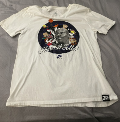 Nike Air Jordan That's All Folks White T-Shirt 20th Anniversary