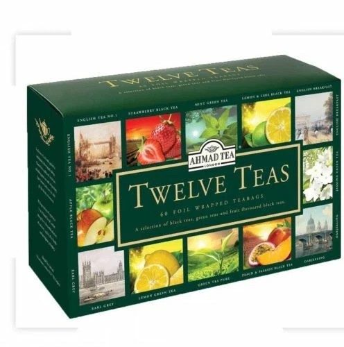 AHMAD TEA , idea regalo ,TWELVE TEAS ,12 VARI TIPI TEAx5=60 t/b , Scadenza 2027