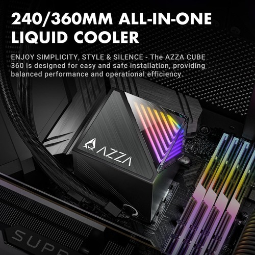 Ventiladores LED AZZA CUBE 240 ARGB, bloque de CPU A RGB Intel/AMD enfriador líquido todo en uno - Imagen 9 de 17